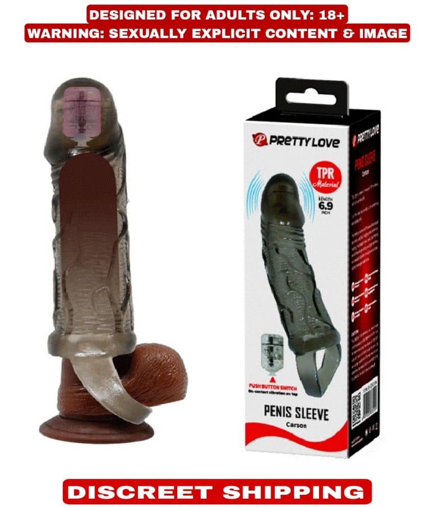 PRETTY LOVE JUMBO HEAD 6.9 INCH REUSABLE WASHABLE SILICONE VIBRATING PENIS SLEEVE BY KAMAHOUSE