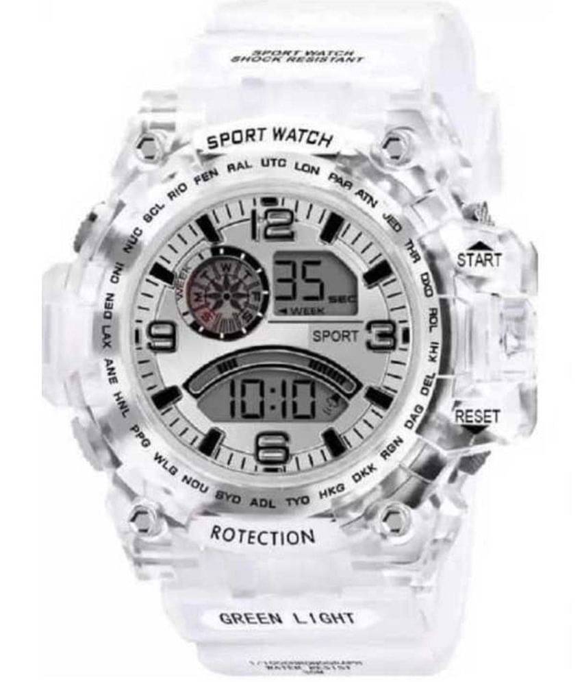 Renaissance Traders - White PU Analog-Digital Men's Watch Renaissance Traders - White PU Analog-Digital Men's Watch