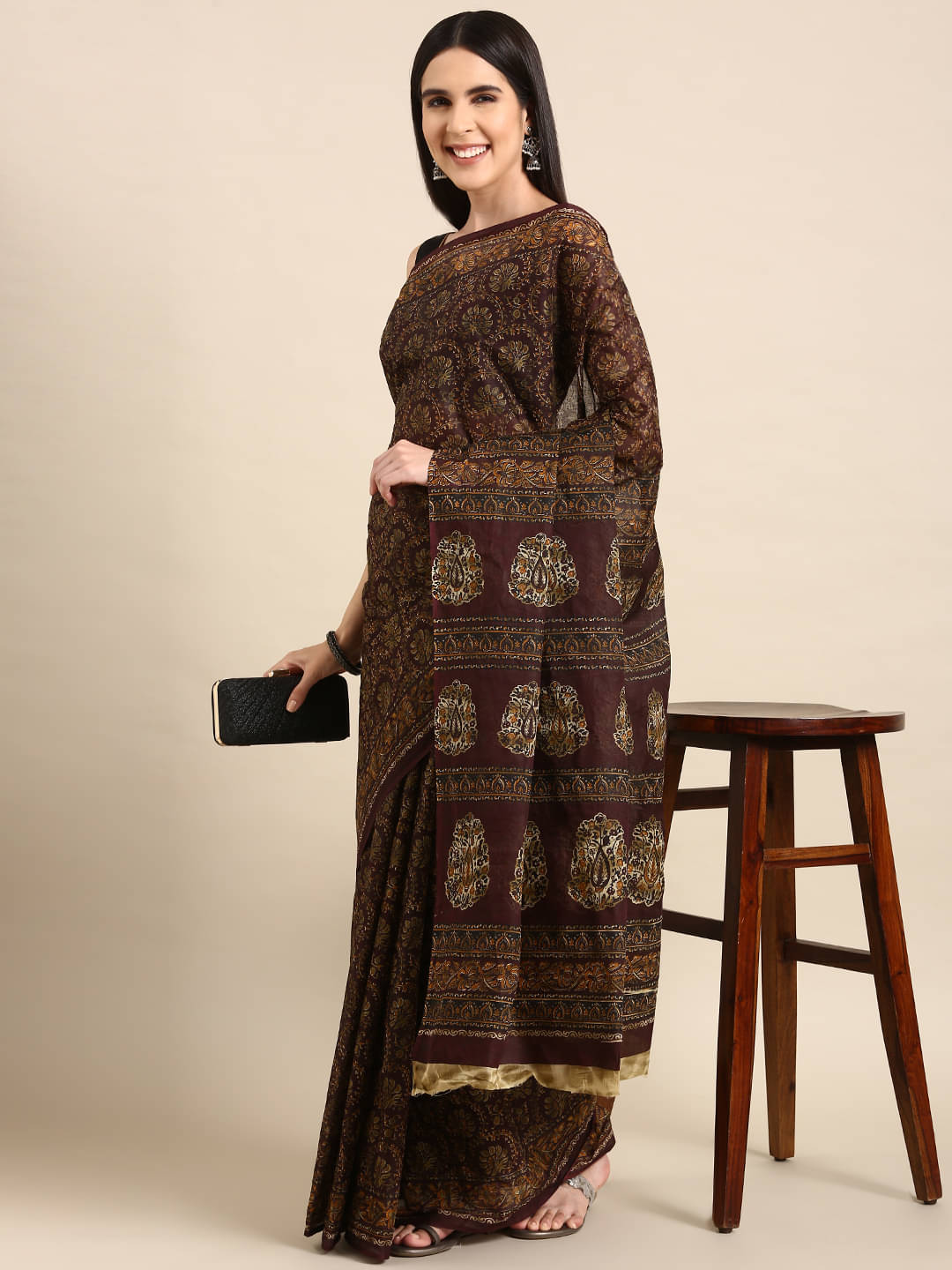 SHANVIKA Cotton Printed Saree Without Blouse Piece ( Brown ) SHANVIKA Cotton Printed Saree Without Blouse Piece ( Brown )