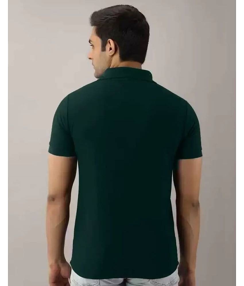 SKYRISE Pack of 1 Cotton Blend Slim Fit Solid Half Sleeves Men's Polo T Shirt ( Dark Green )
