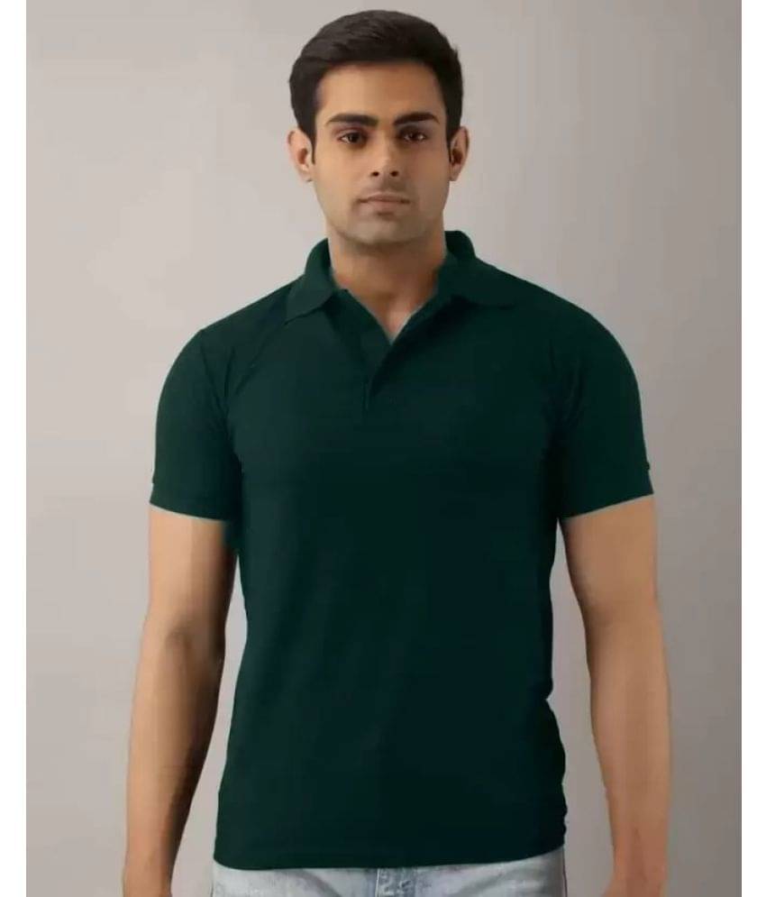     			SKYRISE Pack of 1 Cotton Blend Slim Fit Solid Half Sleeves Men's Polo T Shirt ( Dark Green )