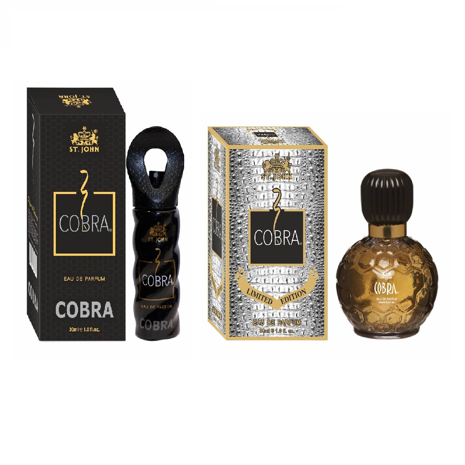 ST.JOHN Cobra Perfume 30ml & Limited Edition Cobra Perfume 30ml, Perfume For Men (60ml) - Pack of 2 ST.JOHN Cobra Perfume 30ml & Limited Edition Cobra Perfume 30ml, Perfume For Men (60ml) - Pack of 2