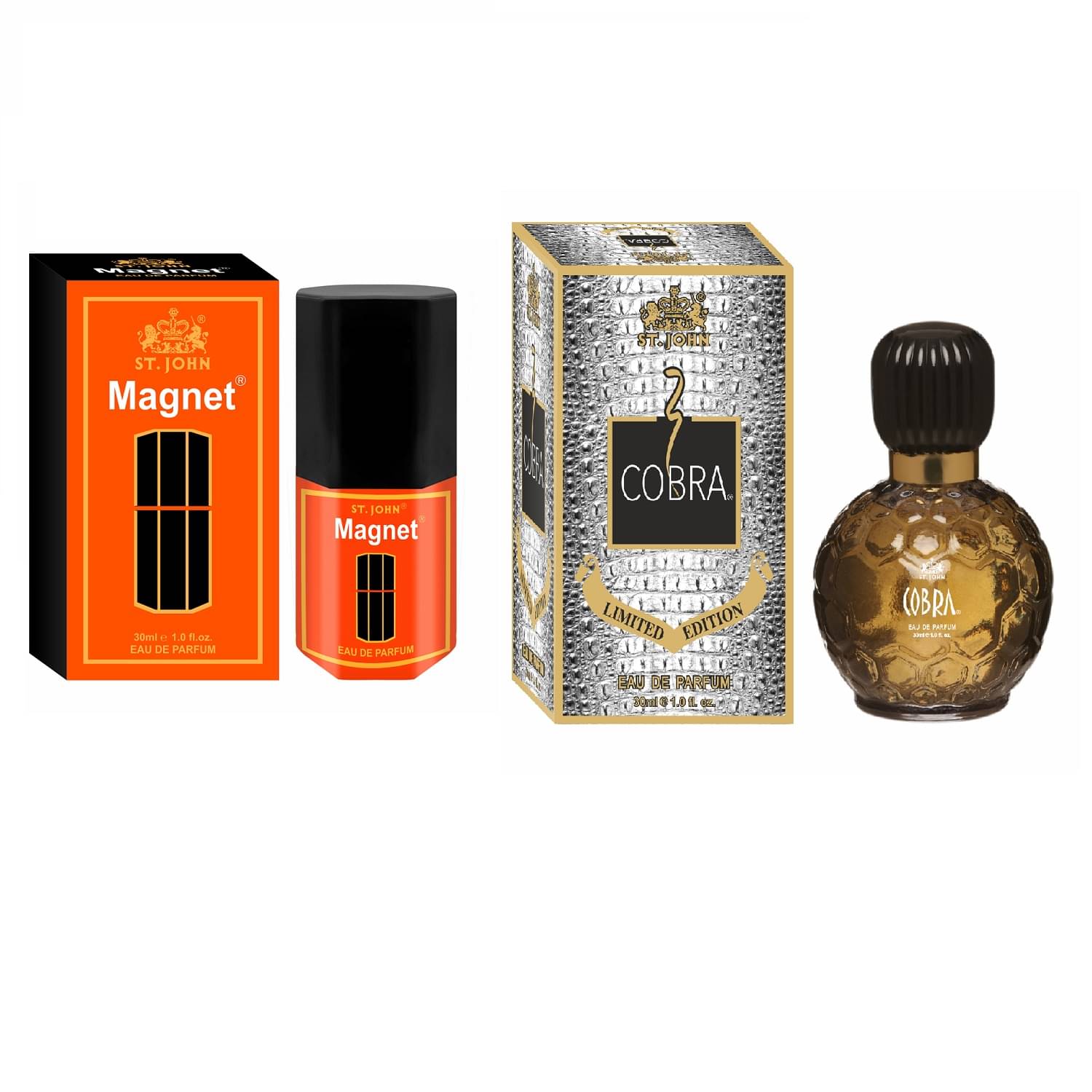     			ST.JOHN Cobra Limited Edition 30ml and Magent 30ml Perfume For Men (60ml)- Pack of 2
