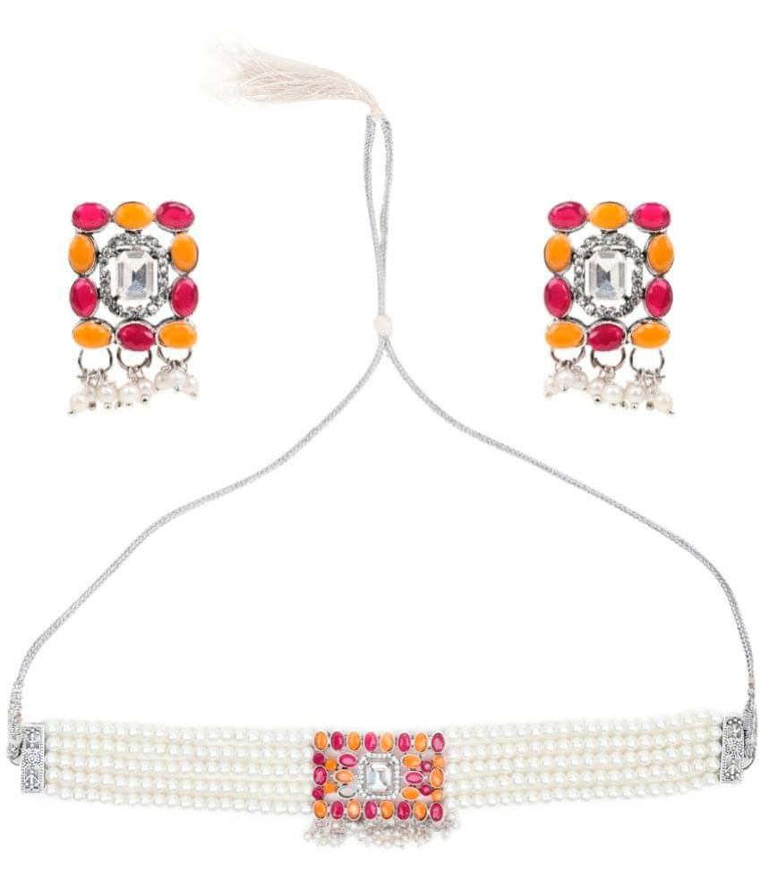     			Sunhari Jewels - Multi Color Brass Necklace Set ( Pack of 1 )