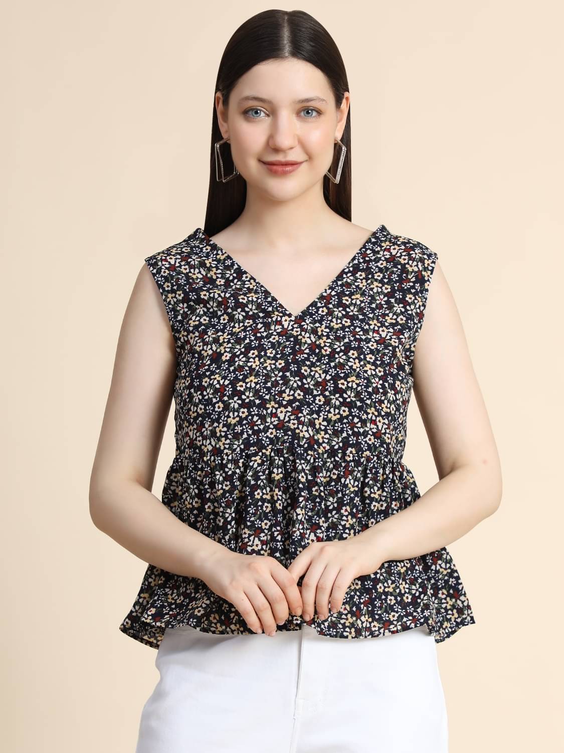     			TOOCHKI Women's Polyester Regular Top ( Blue )