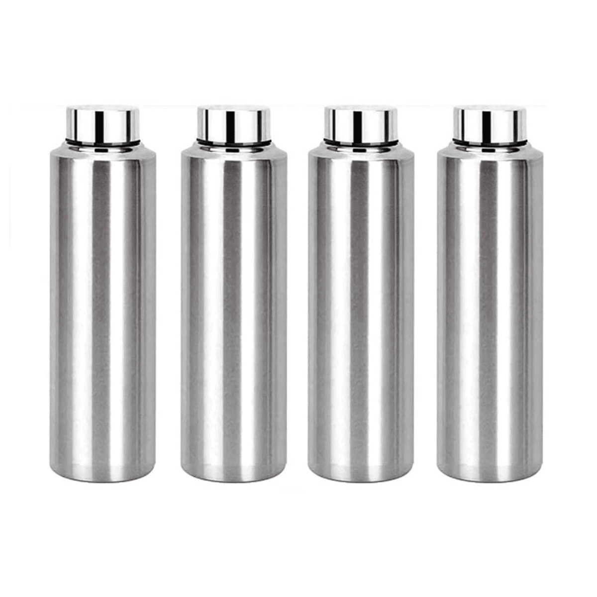Visaxmi Stainless Steel 1 liter Water Bottle Silver Fridge Water Bottle 1000 mL ( Set of 4 )