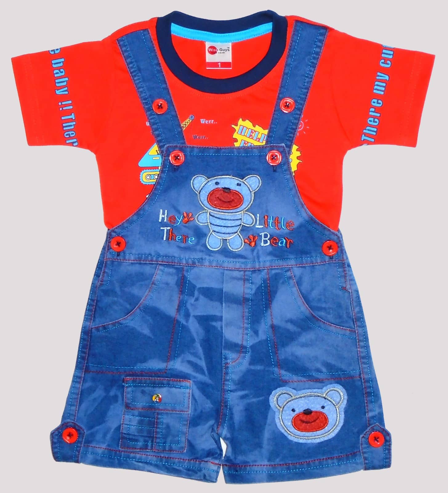 Wise Guys Pack of 1 Baby Boys Denim Dungaree Sets ( Light Blue )