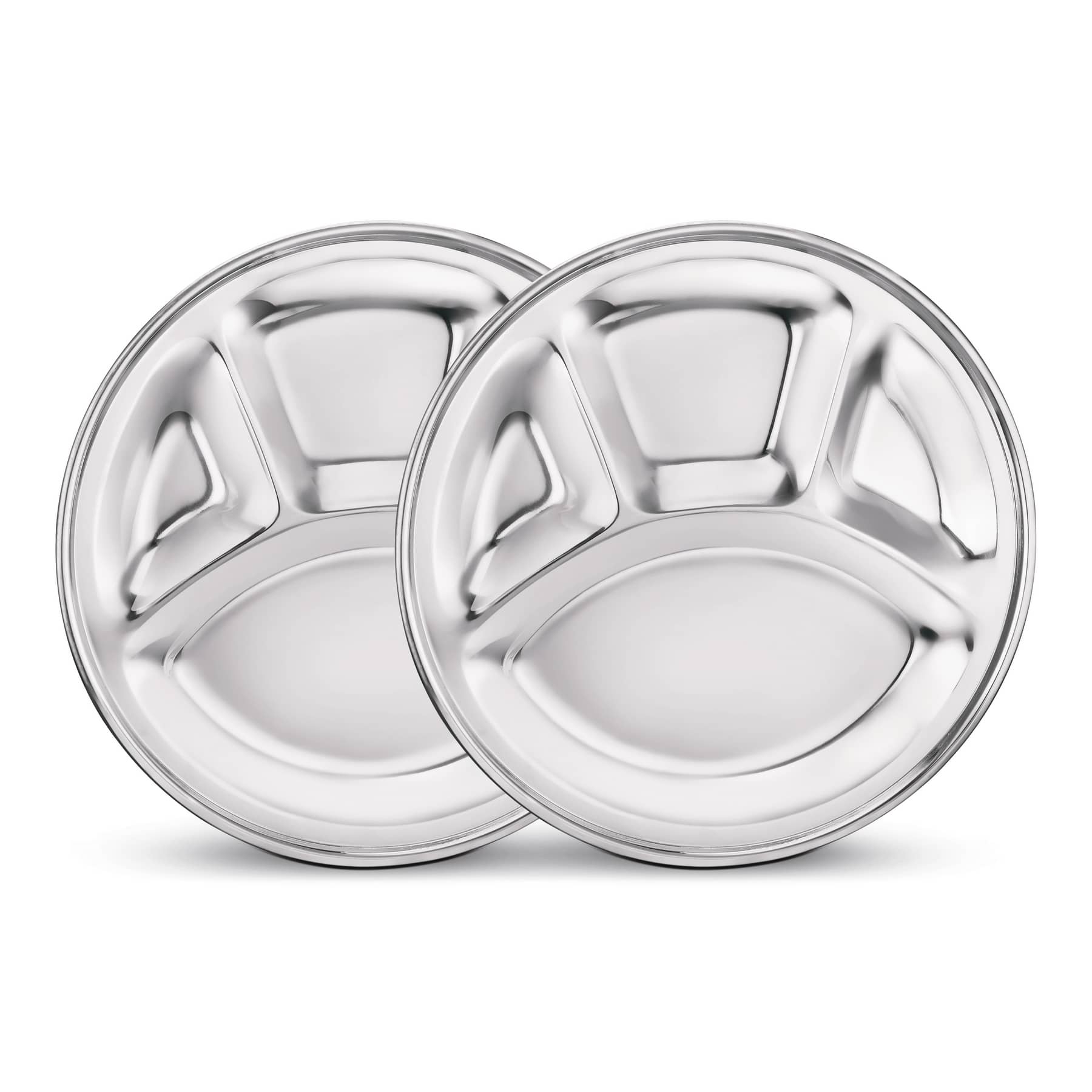 Classic Essentials 2 Pcs Stainless Steel Silver Partition Plate