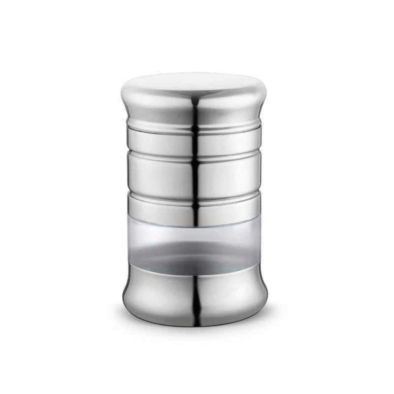 Classic Essentials Elegant Canister Steel Silver Cookie Container ( Set of 1 )