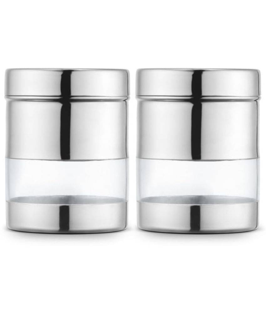     			Classic Essentials Sleek Canister Steel Silver Cookie Container ( Set of 2 )