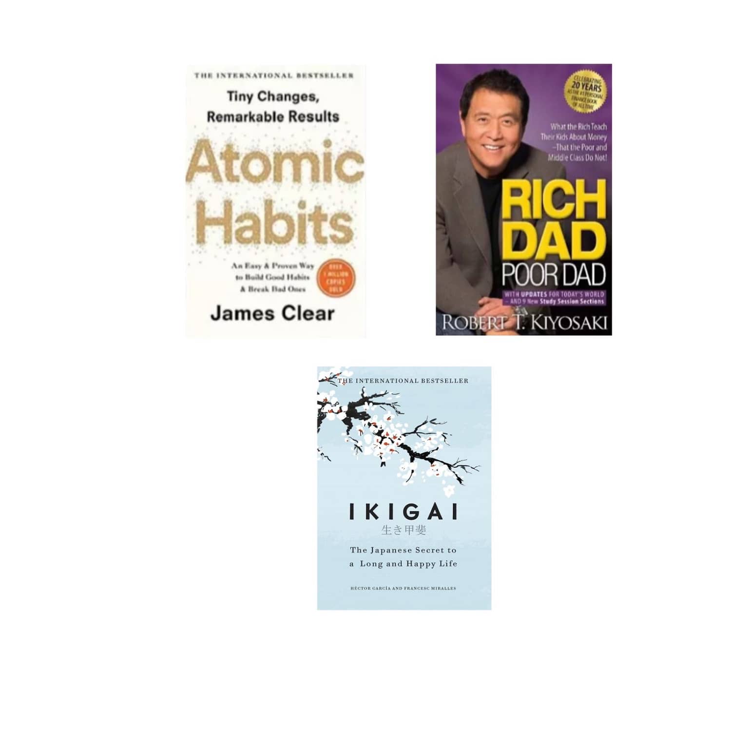 ( Combo Of 3 Pack ) Atomic Hbaits & Rich Dad Poor Dar & Ikigai Paperback HECTOR GARCIA & FRANCESC MIRLLES, JAMES, ROBERT KIYOSAKI