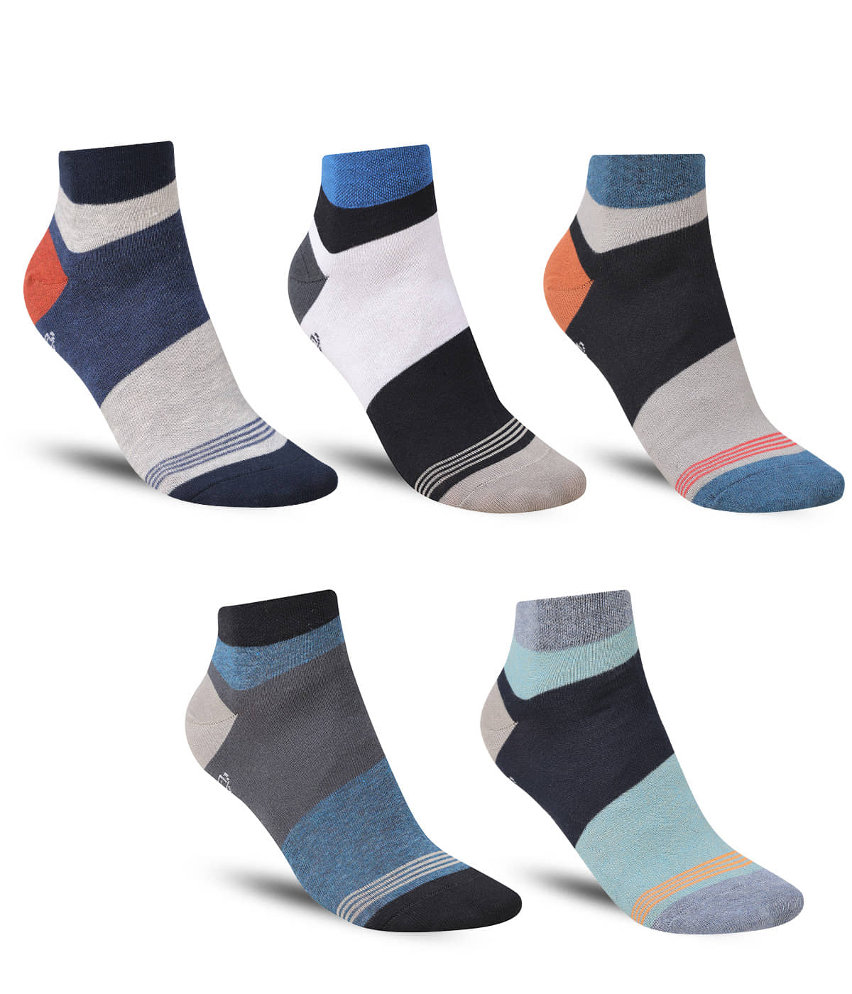 Dollar - Cotton Men's Striped Multicolor Ankle Length Socks ( Pack of 5 ) - Socks | Buy online on ZillyBuy