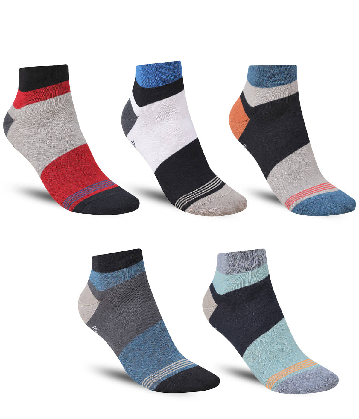 Dollar - Cotton Men's Striped Multicolor Ankle Length Socks ( Pack of 5 ) - Socks | Buy online on ZillyBuy