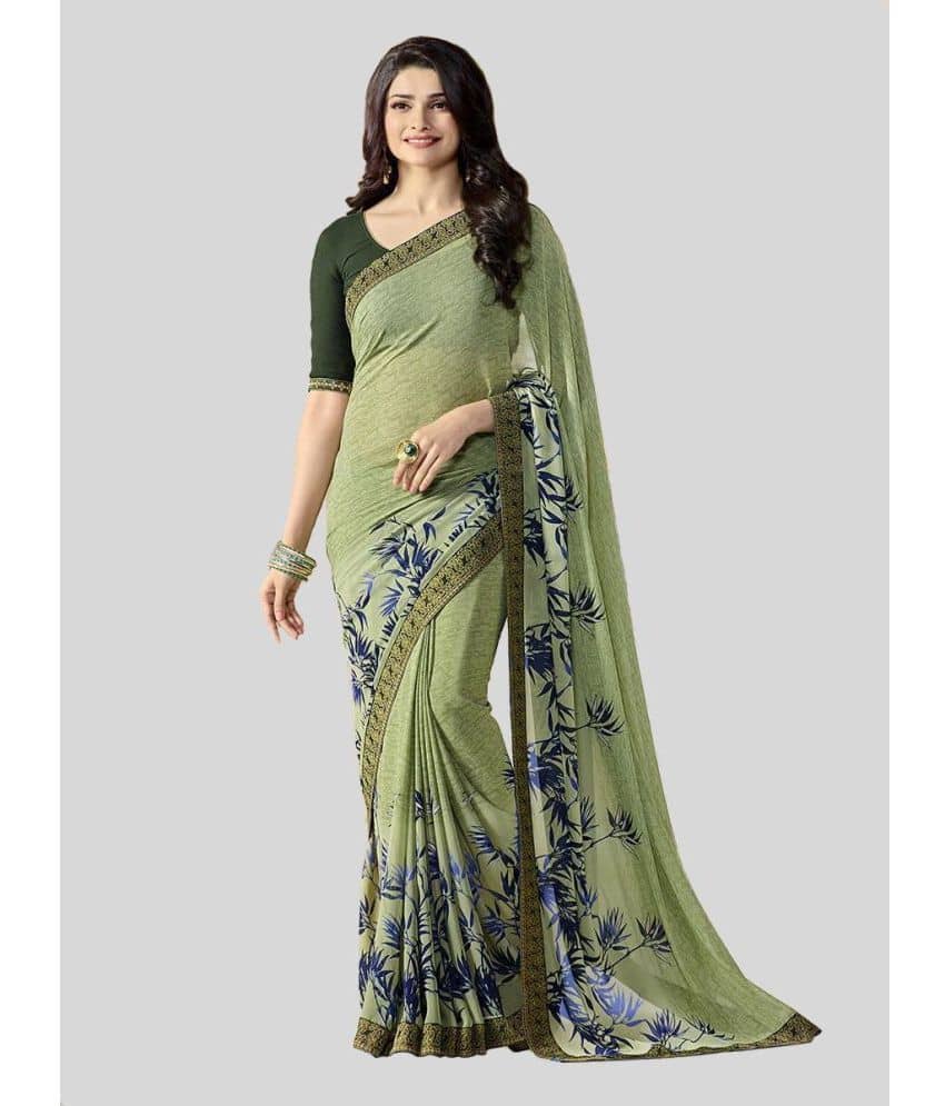 Gazal Fashions Georgette Printed Saree With Unstitched Blouse Piece ( Multicolour ) - Sarees | Buy online on ZillyBuy