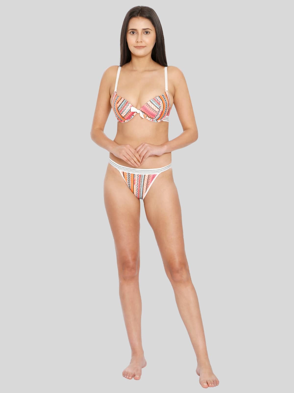ILRASO Nylon Women's Bra & Panty Set ( Multicolor )