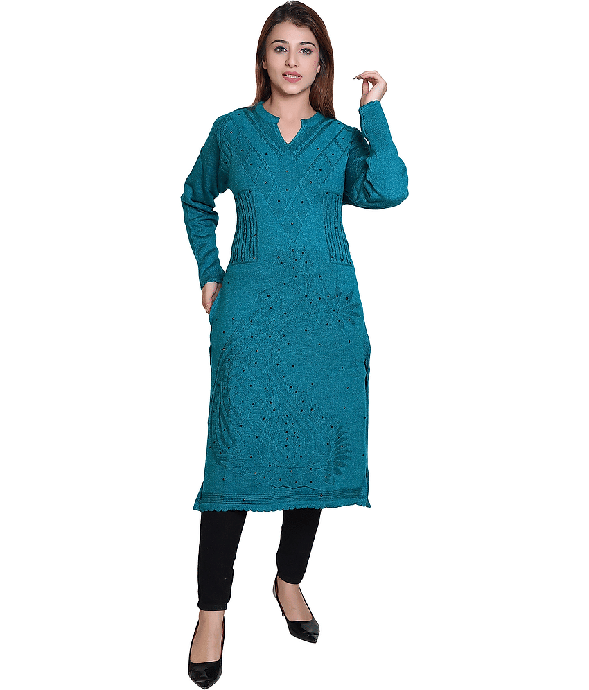 Japroz Acrylic Solid Straight Women's Kurti - Green ( Pack of 1 ) - Kurtis, Tunics | Buy online on ZillyBuy
