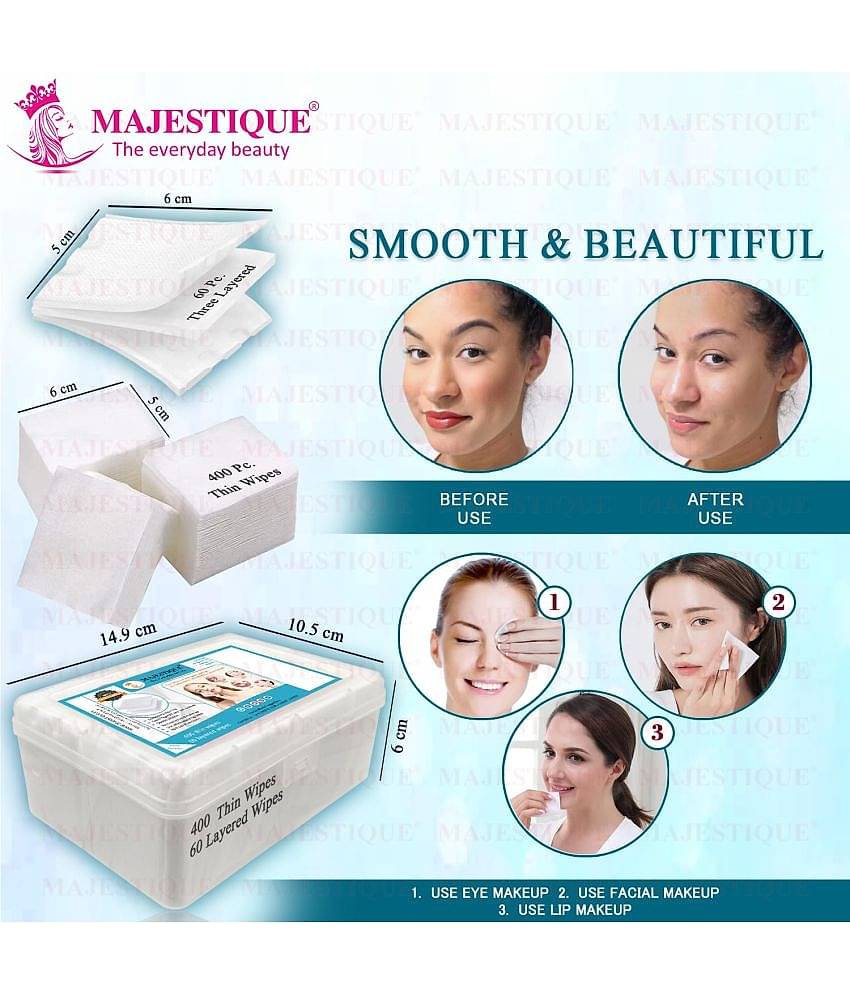 Majestique Cotton Face Pads, Makeup Removing Wipes, Face Cleansing Tissues Pad - 460 Count / 1 Box