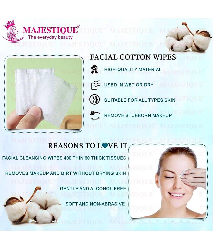 Majestique Cotton Face Pads, Makeup Removing Wipes, Face Cleansing Tissues Pad - 460 Count / 1 Box