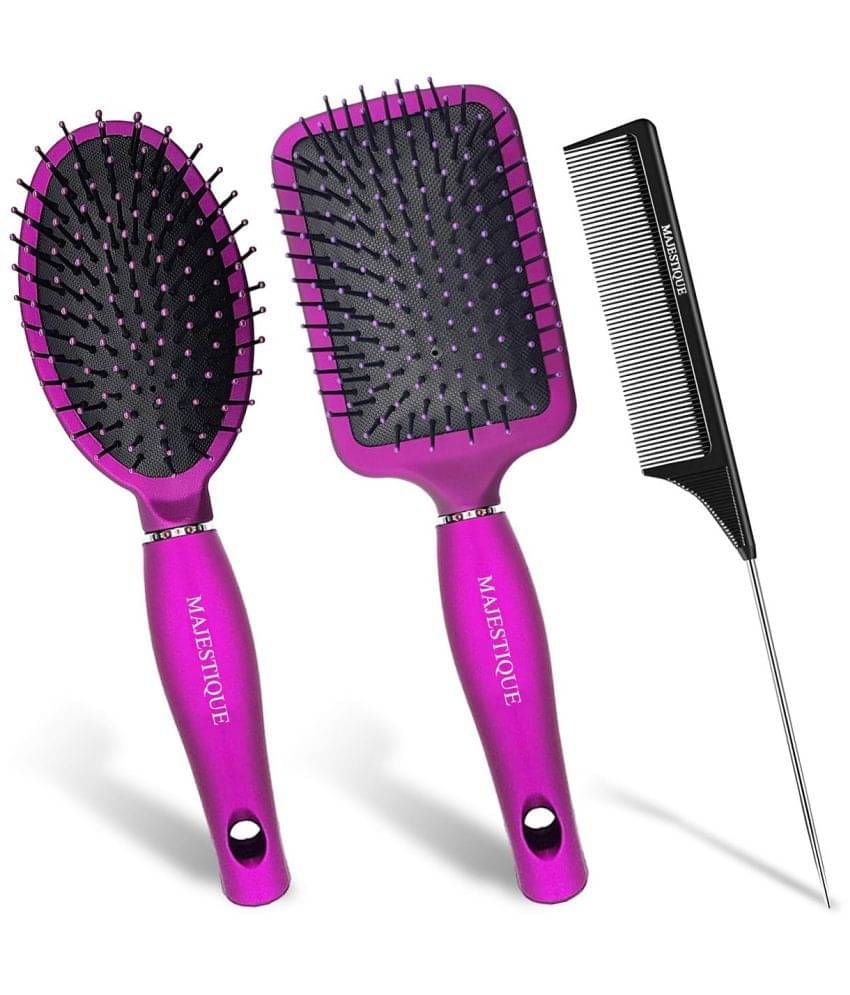 Majestique Paddle Straightener Brush with Tail Comb, Detangler Brush Sleek and Shine Finisher - 3Pcs Majestique Paddle Straightener Brush with Tail Comb, Detangler Brush Sleek and Shine Finisher - 3Pcs