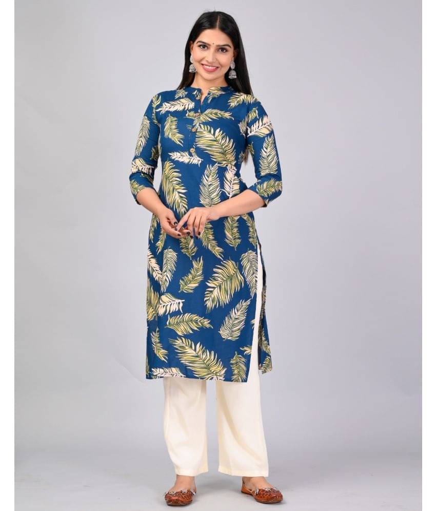 MAUKA Rayon Printed Kurti With Palazzo Women's Stitched Salwar Suit - Blue ( Pack of 1 ) MAUKA Rayon Printed Kurti With Palazzo Women's Stitched Salwar Suit - Blue ( Pack of 1 )
