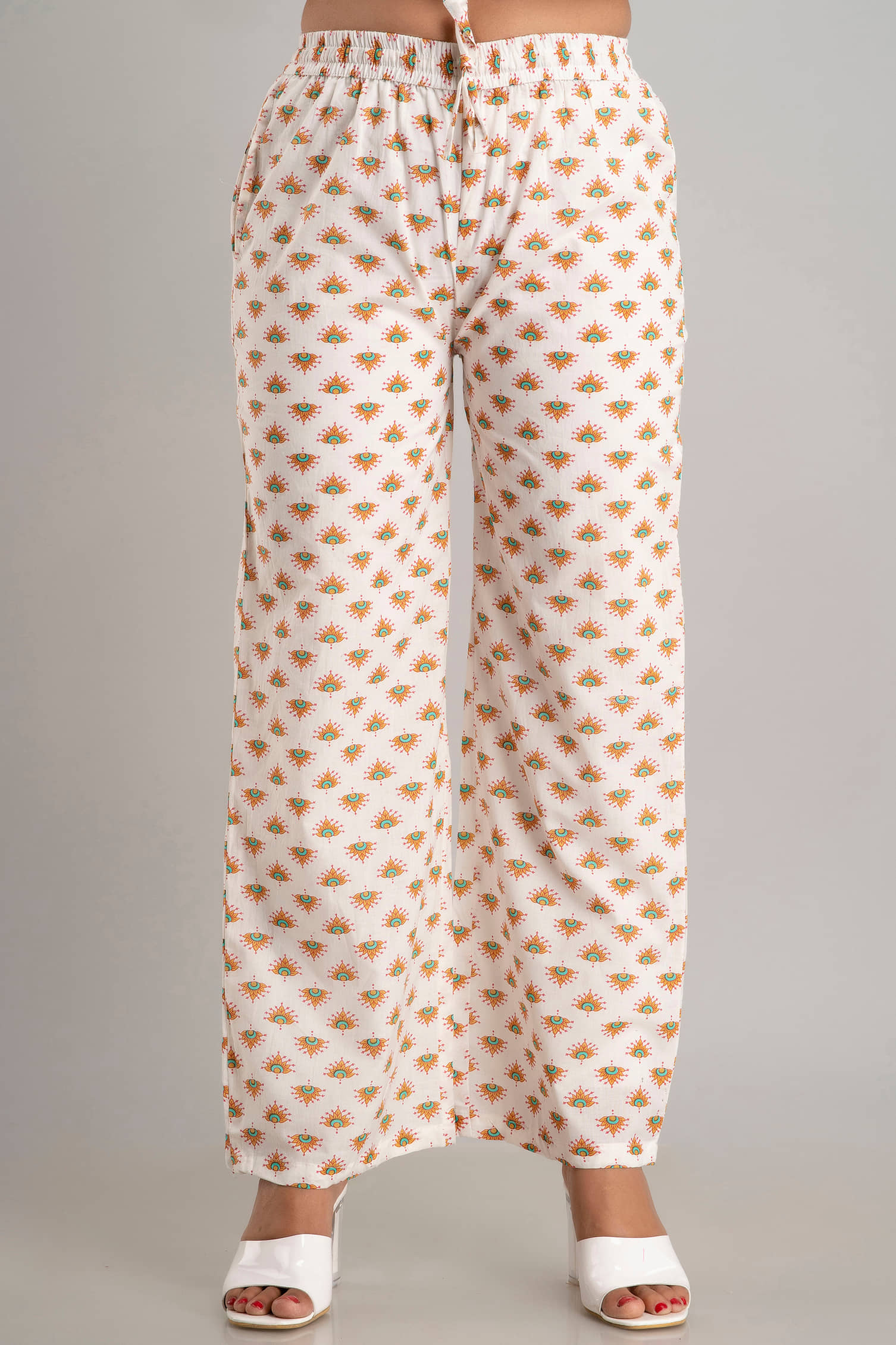 MAUKA - White Rayon Women's Palazzo ( Pack of 1 )