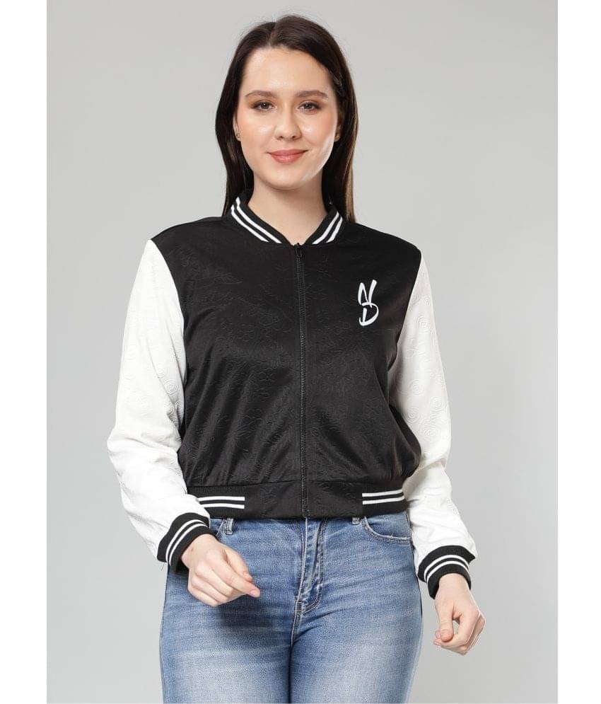     			NUEVOSDAMAS - Polyester Black Varsity Jackets Pack of 1
