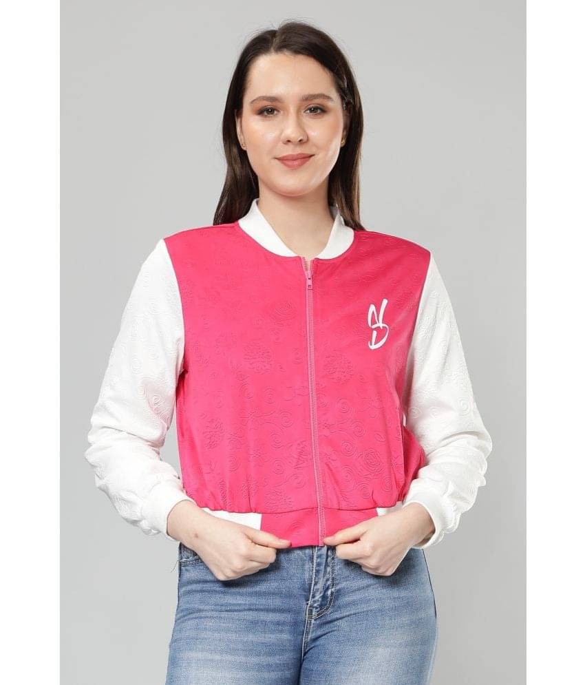     			NUEVOSDAMAS - Polyester Pink Varsity Jackets Pack of 1