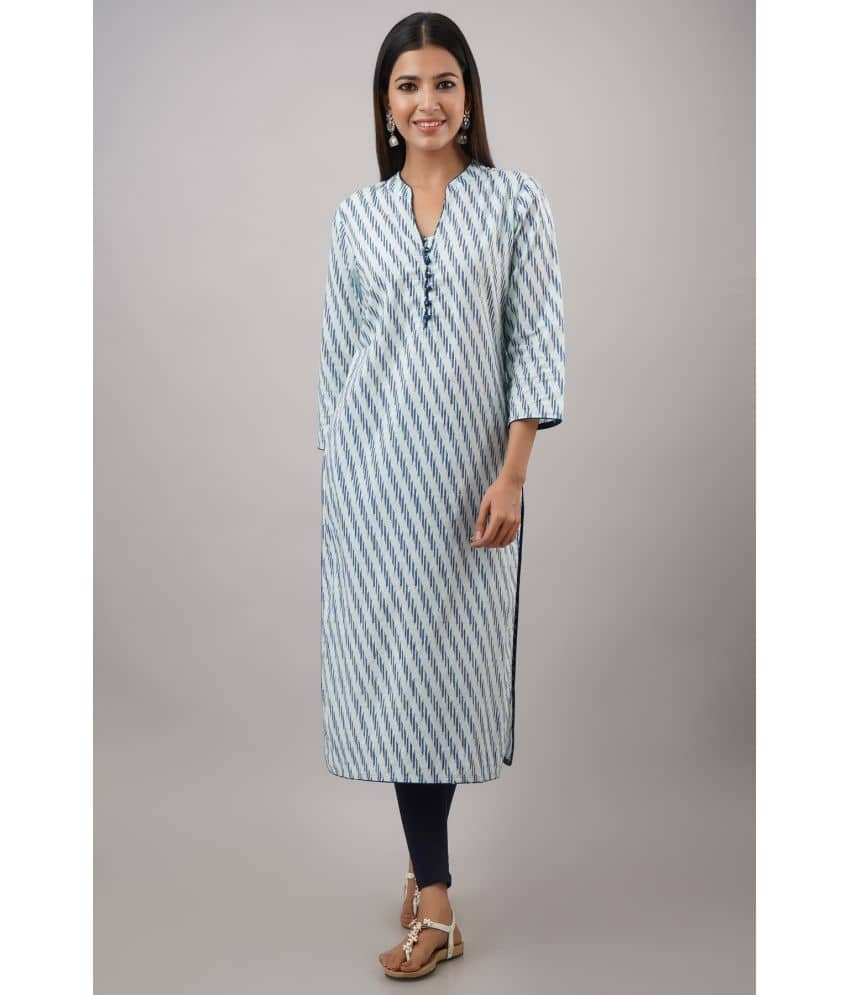 NeshamaKurti Cotton Printed Straight Women's Kurti - Blue ( Pack of 1 ) - Kurtis, Tunics | Buy online on ZillyBuy