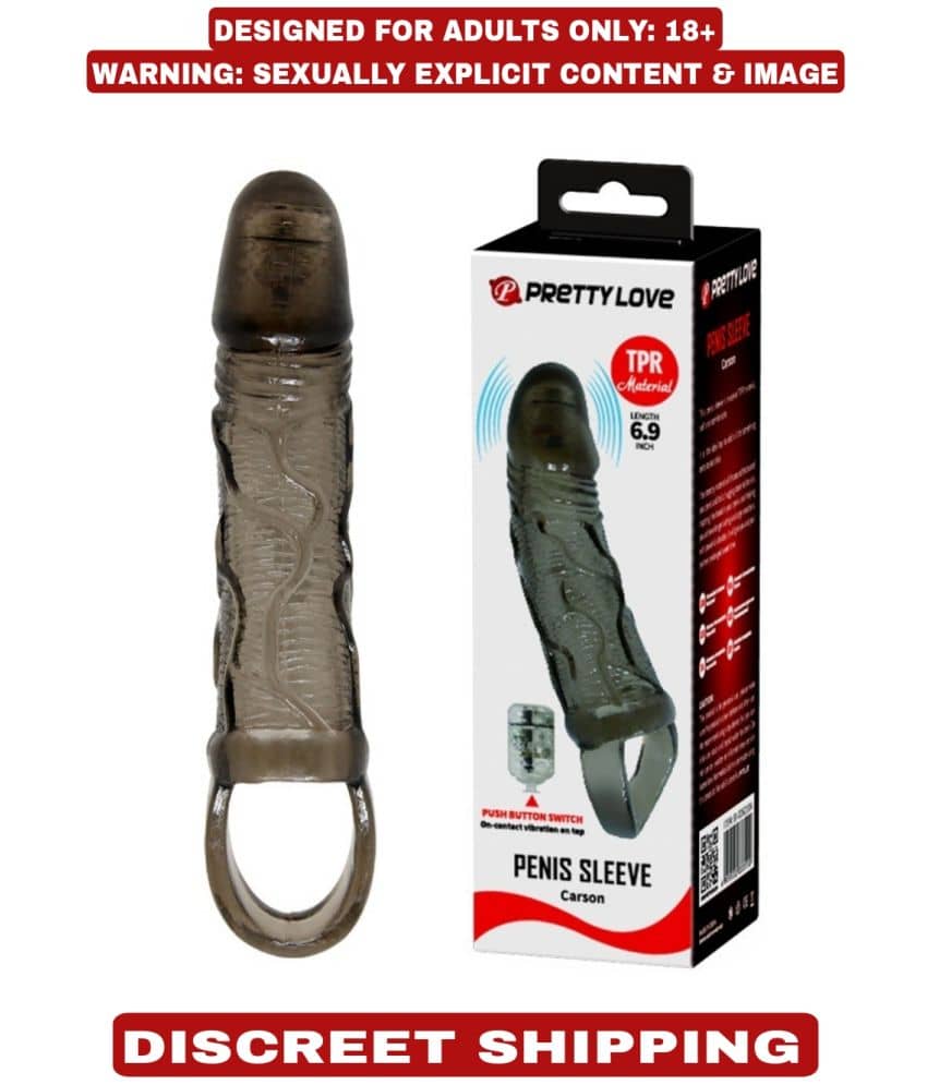 PRETTY LOVE JUMBO HEAD 6.9 INCH REUSABLE WASHABLE SILICONE VIBRATING PENIS SLEEVE BY KAMAHOUSE