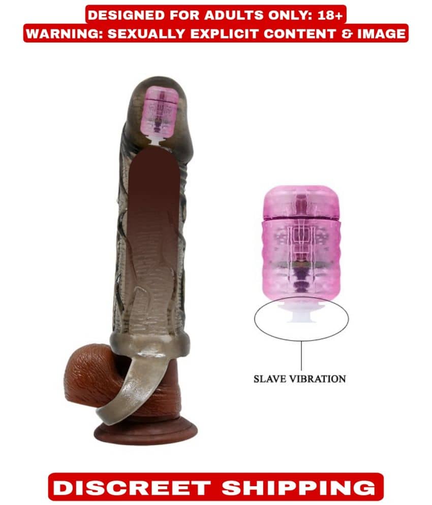 PRETTY LOVE JUMBO HEAD 6.9 INCH REUSABLE WASHABLE SILICONE VIBRATING PENIS SLEEVE BY KAMAHOUSE