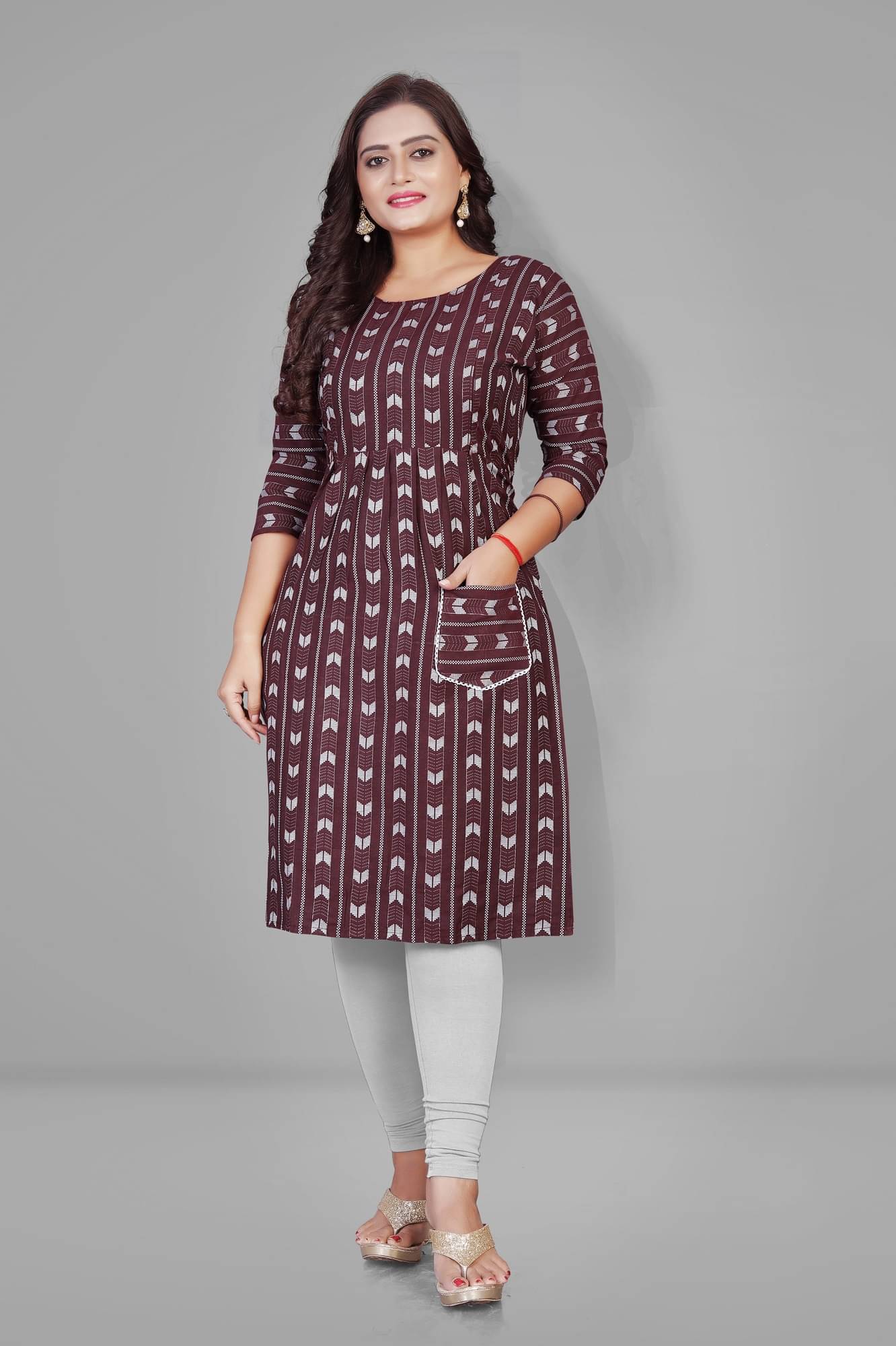 Parastri Brown Cotton Maternity Tops Parastri Brown Cotton Maternity Tops