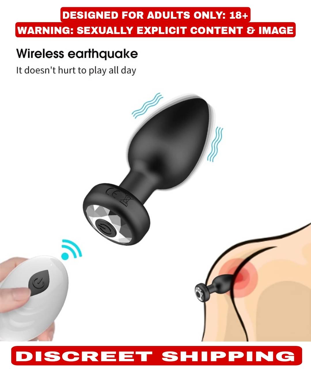     			Powerful 10 Vibration Usb Rechargable  Remote Control Vibrating Anal Butt Plug For  Men And Women