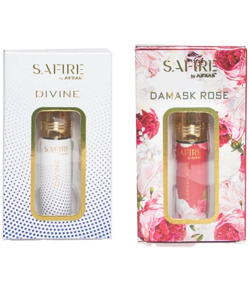 SAFIRE DAMASK ROSE & DIVINE ATTAR (COMBO PACK 6ML*2) ROLL-ON PERFUME OIL FOR MEN AND WOMEN
