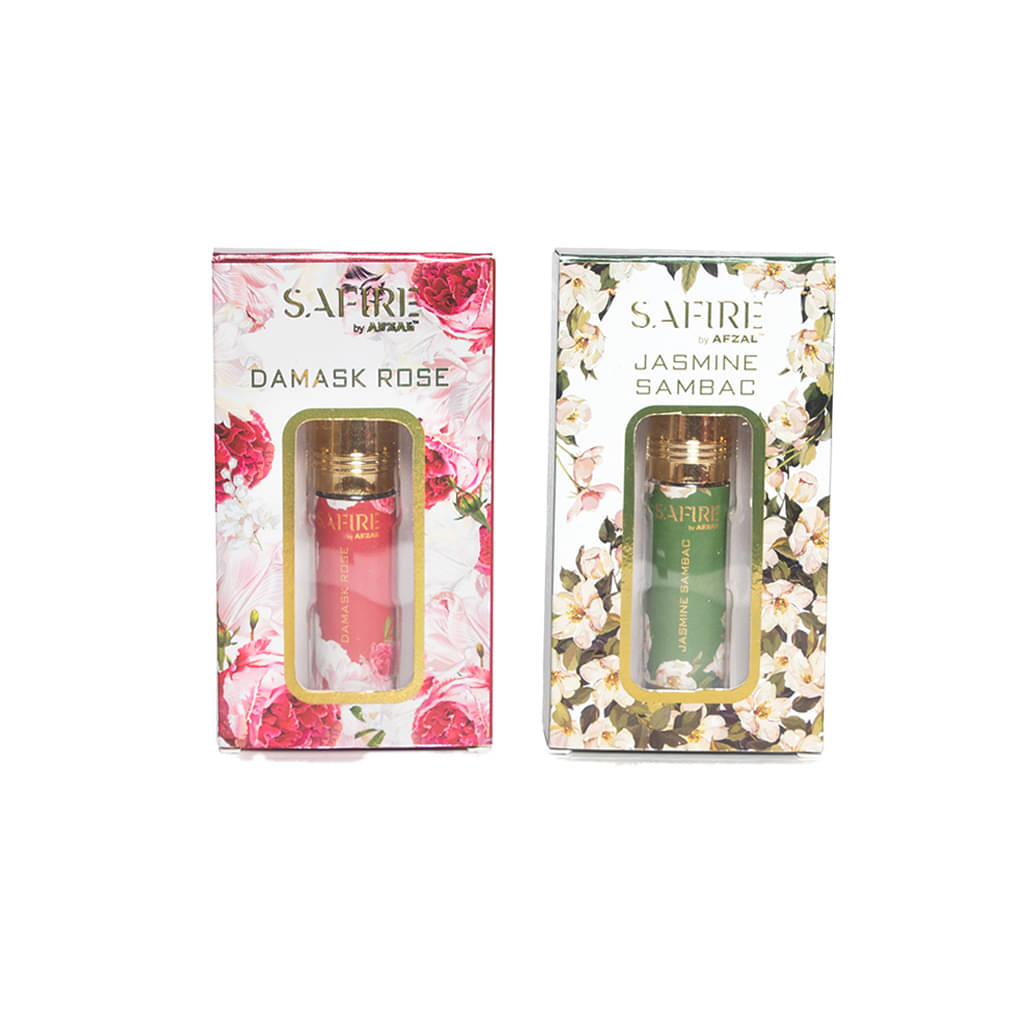     			SAFIRE DAMASK ROSE & JASMINE SAMBAC ATTAR (COMBO PACK 6ML*2) ROLL-ON PERFUME OIL FOR MEN AND WOMEN