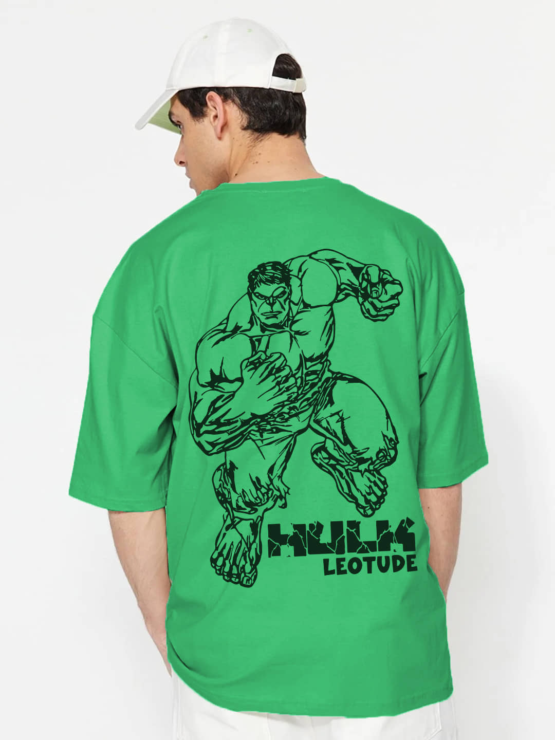 Trond Cotton Blend Oversized Fit Printed Half Sleeves Men's T-Shirt - Green ( Pack of 1 )