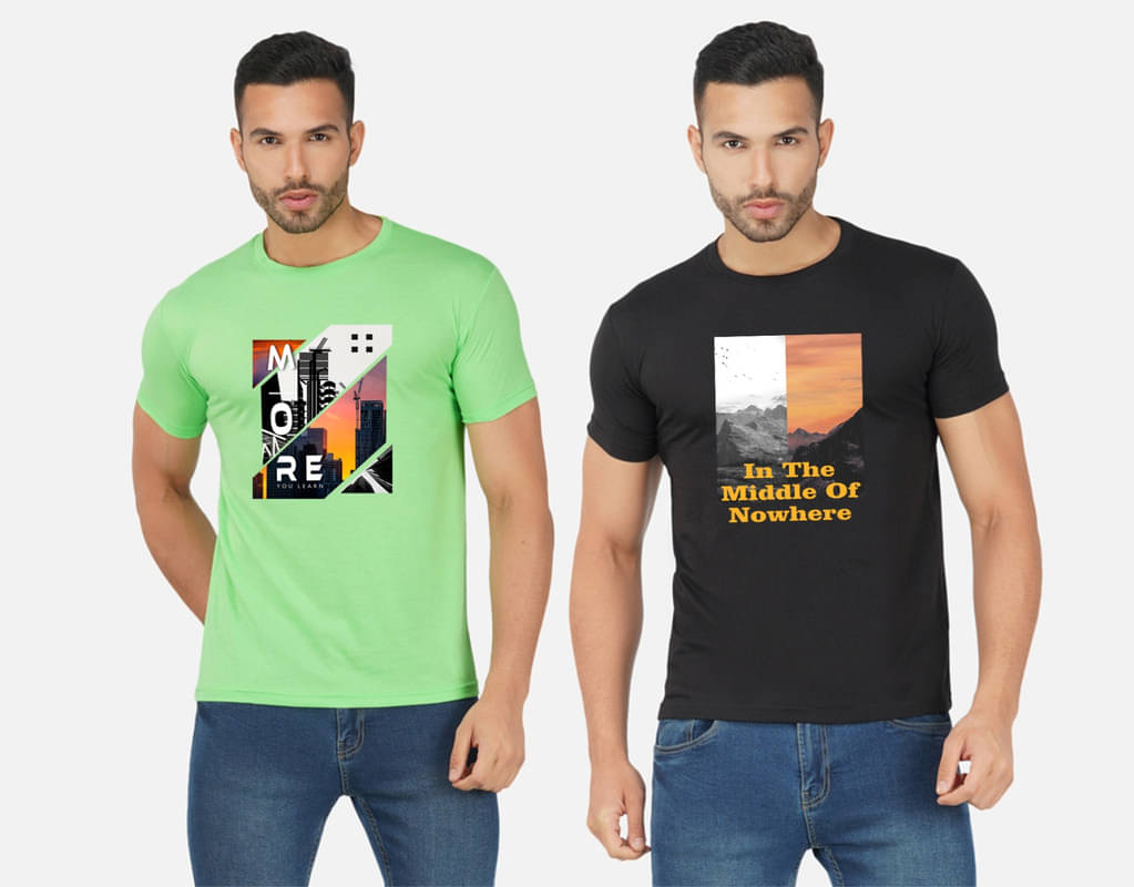 CHOZI Pack of 2 Cotton Blend Regular Fit Men's T-Shirt ( Multicolor ) CHOZI Pack of 2 Cotton Blend Regular Fit Men's T-Shirt ( Multicolor )