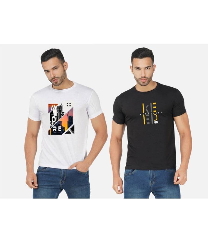 CHOZI Pack of 2 Cotton Blend Regular Fit Men's T-Shirt ( Multicolor ) CHOZI Pack of 2 Cotton Blend Regular Fit Men's T-Shirt ( Multicolor )