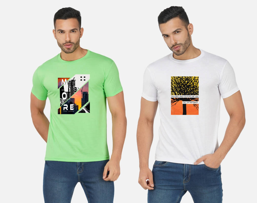 CHOZI Pack of 2 Cotton Blend Regular Fit Men's T-Shirt ( Multicolor ) CHOZI Pack of 2 Cotton Blend Regular Fit Men's T-Shirt ( Multicolor )