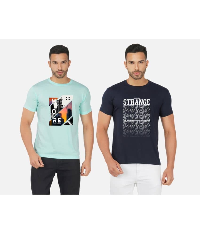 CHOZI Pack of 2 Cotton Blend Regular Fit Men's T-Shirt ( Multicolor )