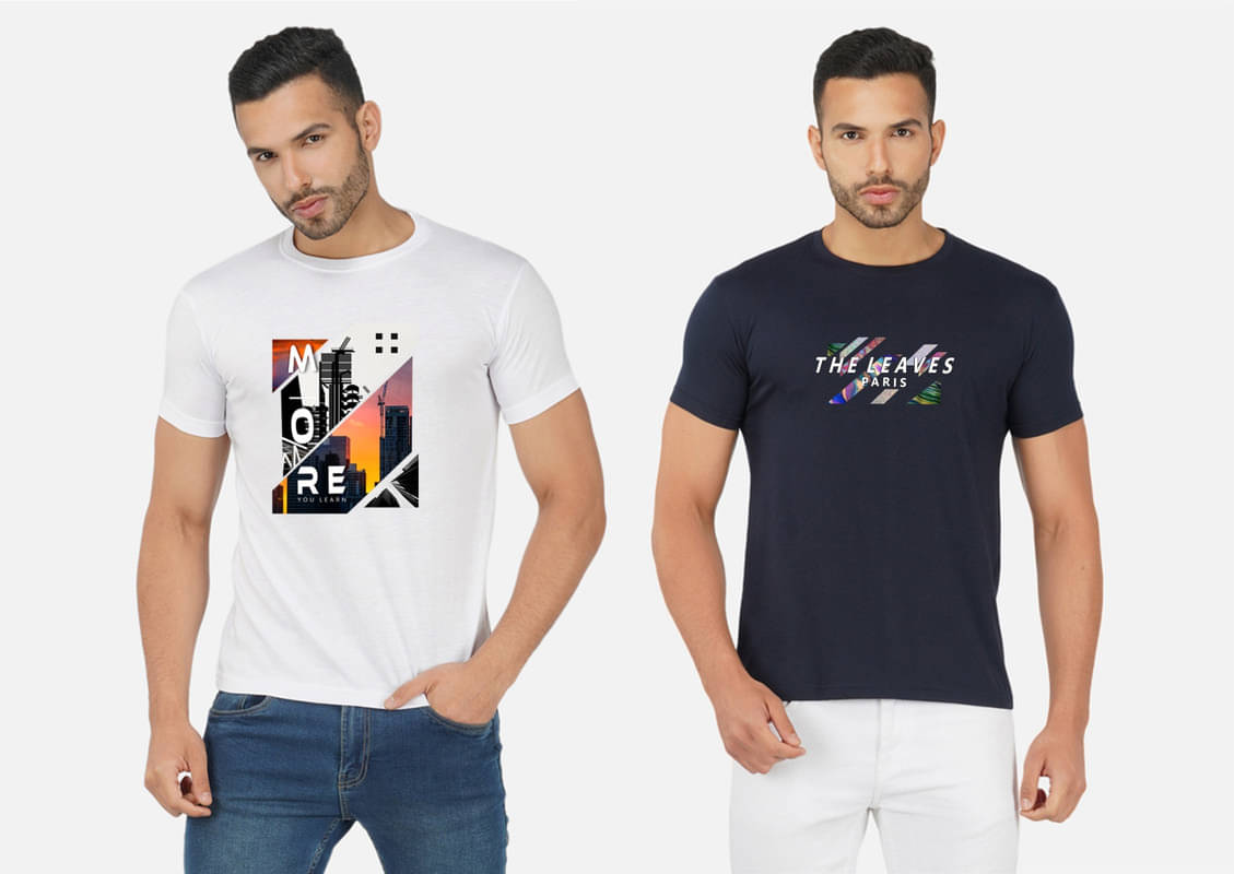 CHOZI Pack of 2 Cotton Blend Regular Fit Men's T-Shirt ( Multicolor ) CHOZI Pack of 2 Cotton Blend Regular Fit Men's T-Shirt ( Multicolor )