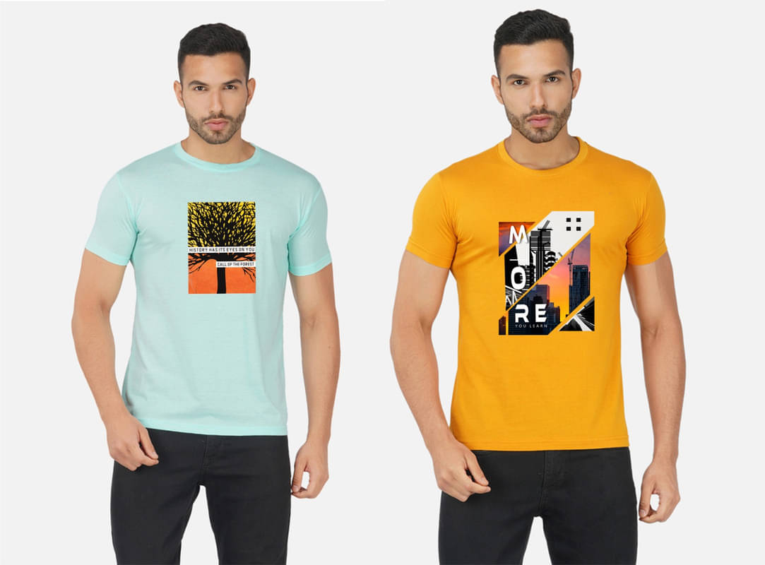     			CHOZI Pack of 2 Cotton Blend Regular Fit Men's T-Shirt ( Multicolor )