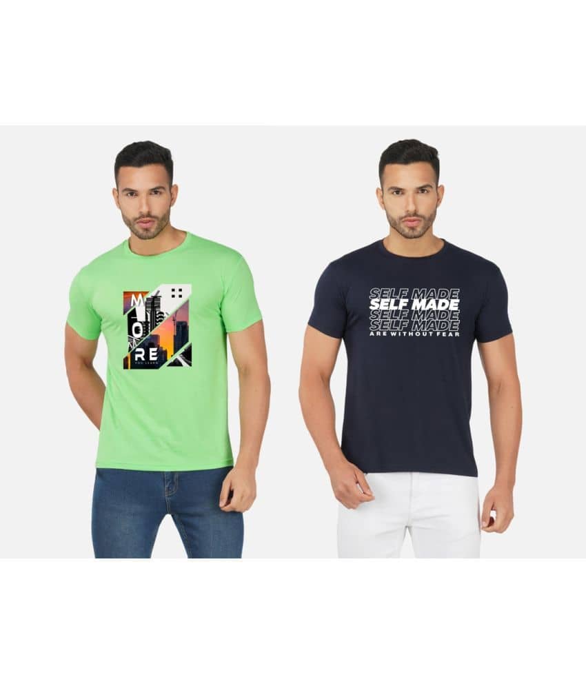 CHOZI Pack of 2 Cotton Blend Regular Fit Men's T-Shirt ( Multicolor )