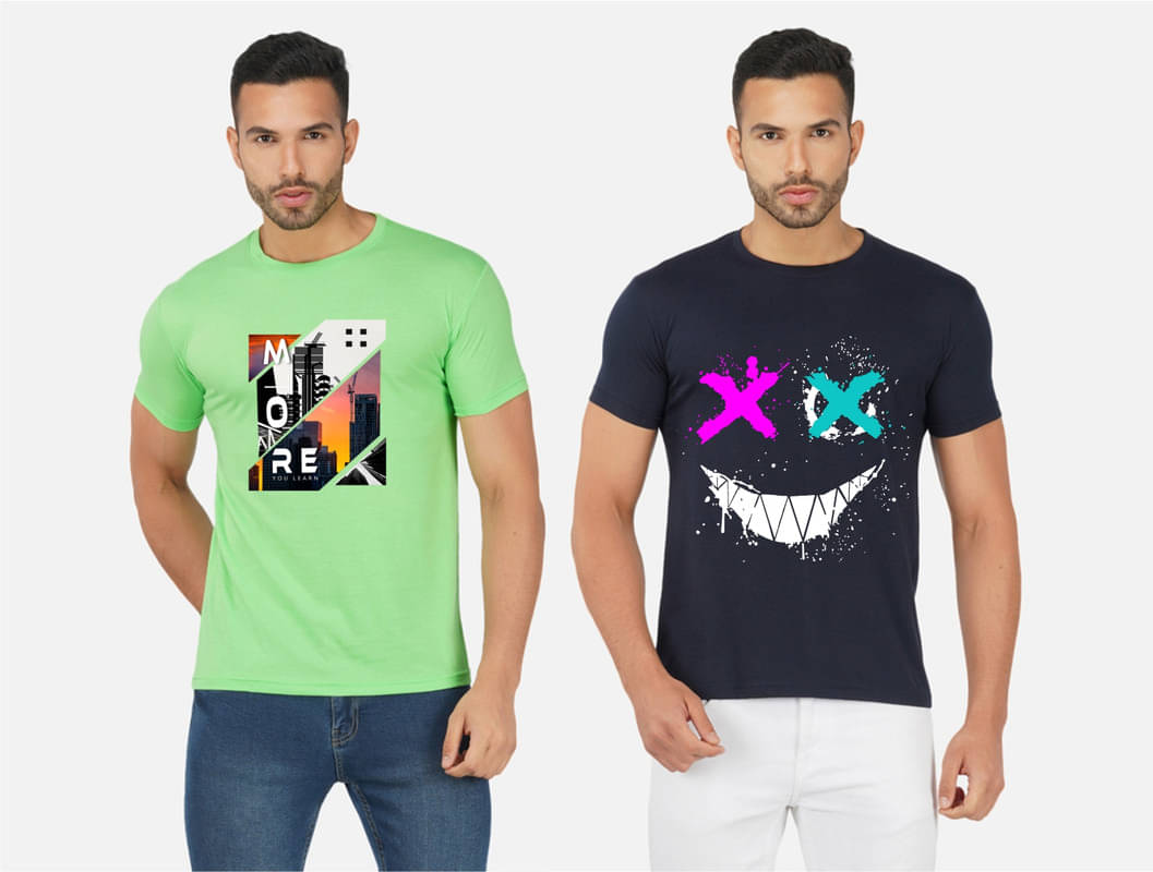     			CHOZI Pack of 2 Cotton Blend Regular Fit Men's T-Shirt ( Multicolor )