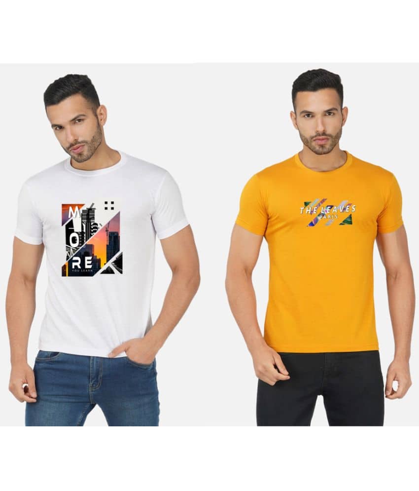 CHOZI Pack of 2 Cotton Blend Regular Fit Men's T-Shirt ( Multicolor )