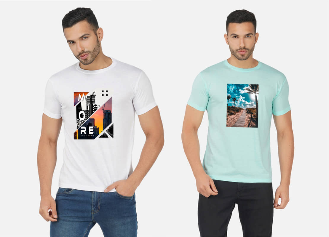 CHOZI Pack of 2 Cotton Blend Regular Fit Men's T-Shirt ( Multicolor )