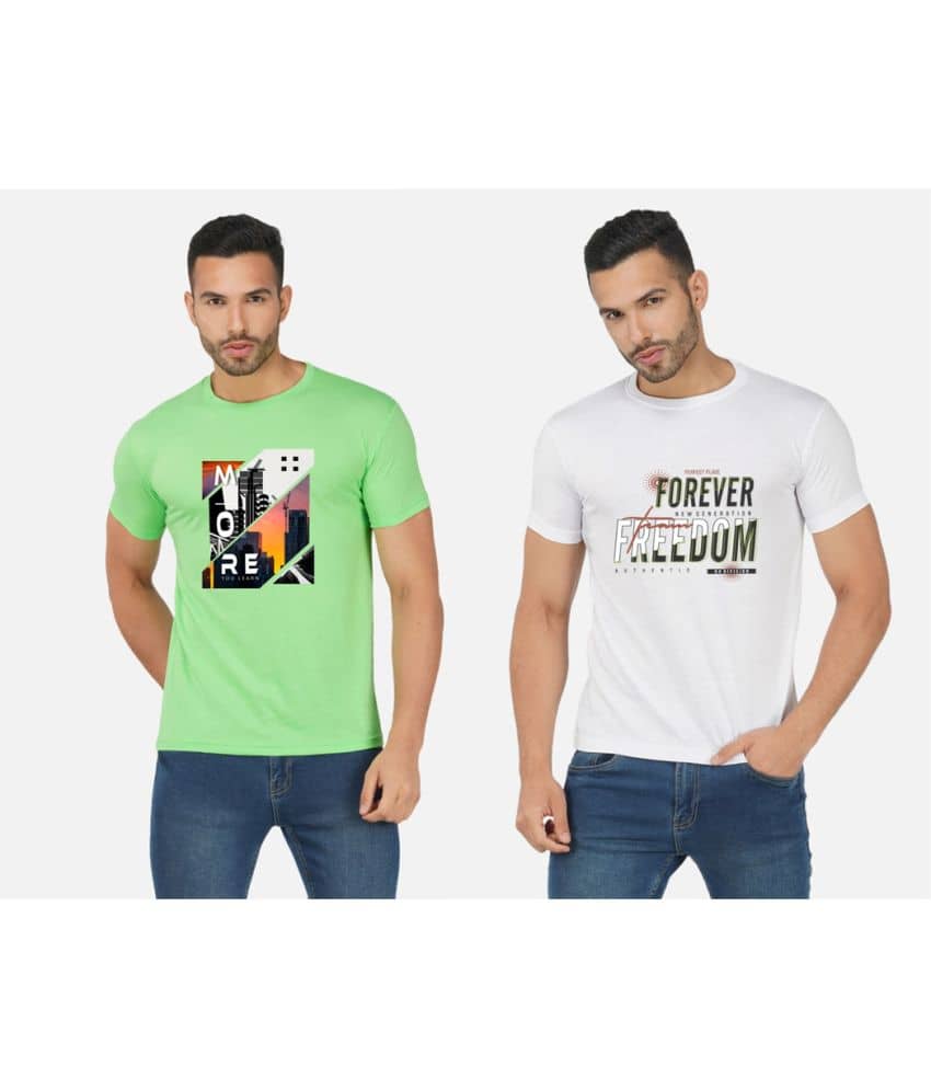 CHOZI Pack of 2 Cotton Blend Regular Fit Men's T-Shirt ( Multicolor )