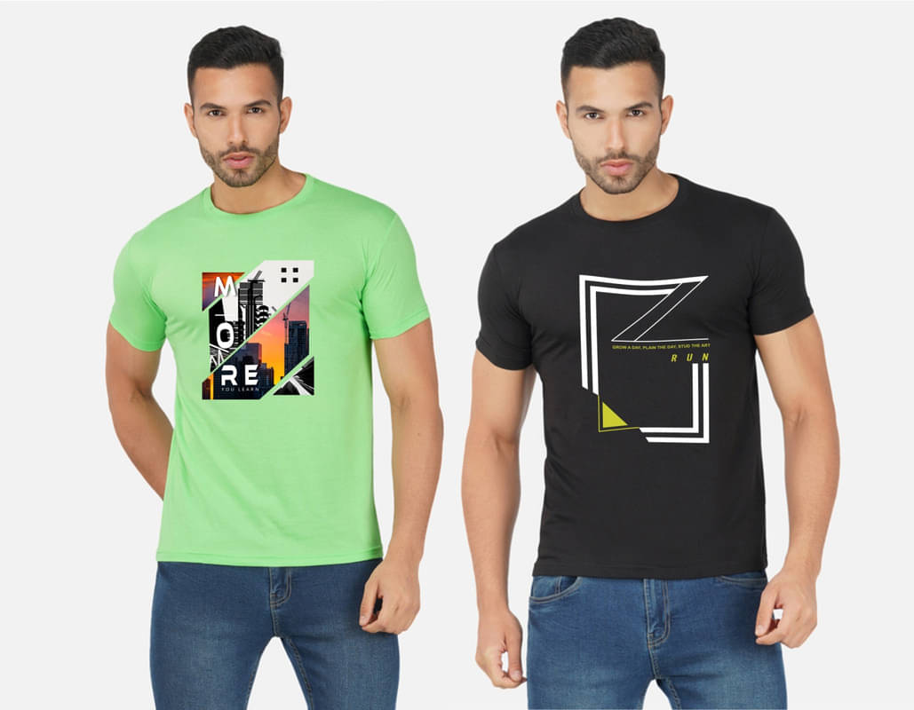 CHOZI Pack of 2 Cotton Blend Regular Fit Men's T-Shirt ( Multicolor ) CHOZI Pack of 2 Cotton Blend Regular Fit Men's T-Shirt ( Multicolor )