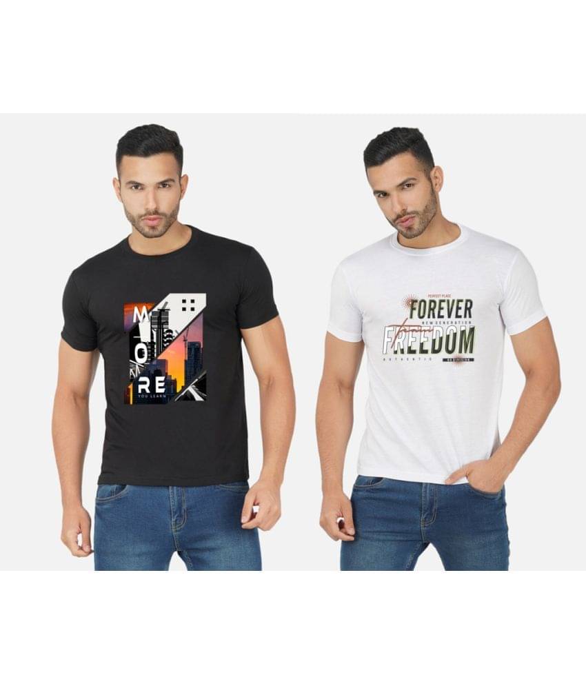 CHOZI Pack of 2 Cotton Blend Regular Fit Men's T-Shirt ( Multicolor ) CHOZI Pack of 2 Cotton Blend Regular Fit Men's T-Shirt ( Multicolor )