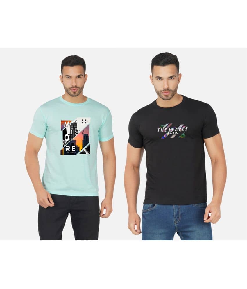 CHOZI Pack of 2 Cotton Blend Regular Fit Men's T-Shirt ( Multicolor )