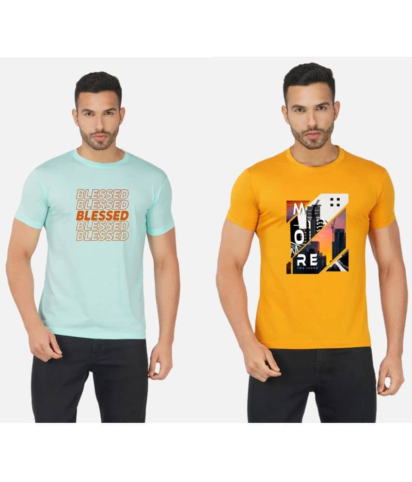 CHOZI Pack of 2 Cotton Blend Regular Fit Men's T-Shirt ( Multicolor )